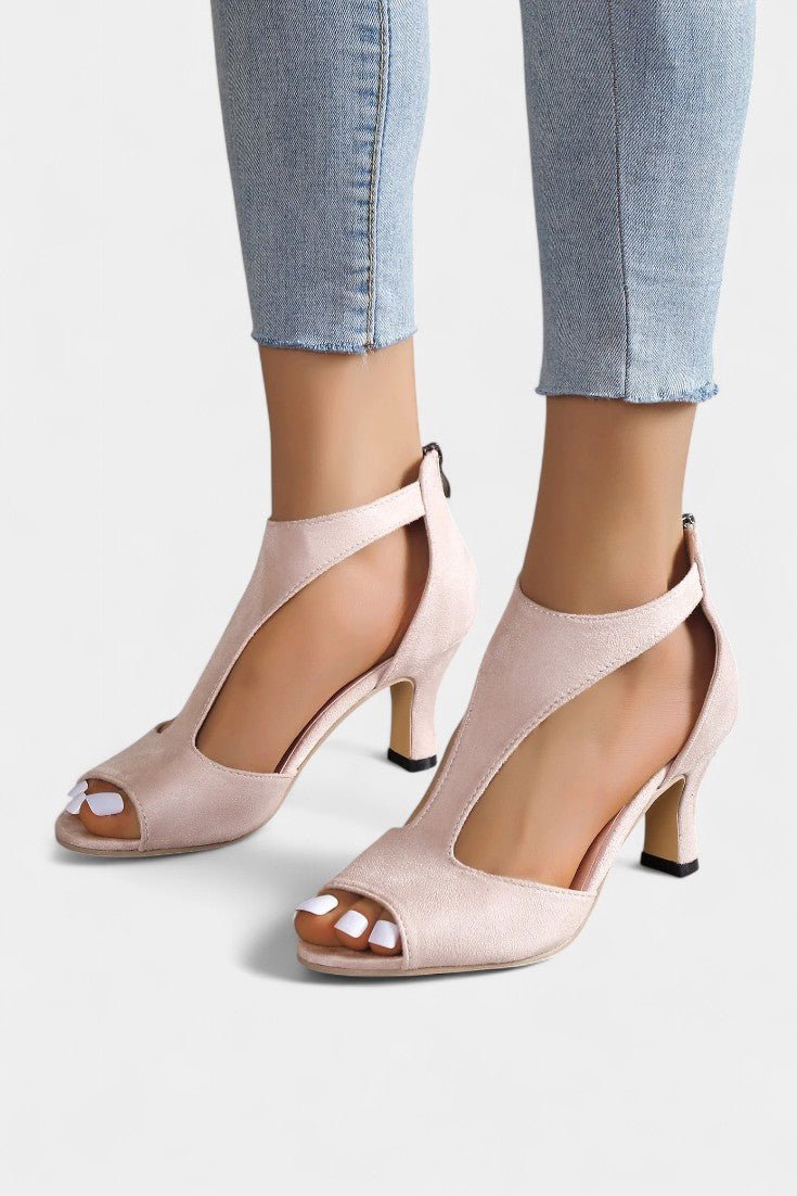 Violy™ T-Strap Peep Toe Mid-Heel Sandals