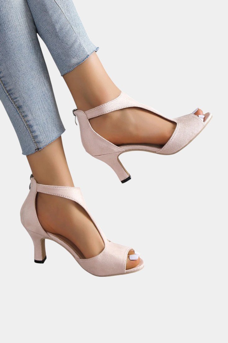 Violy™ T-Strap Peep Toe Mid-Heel Sandals