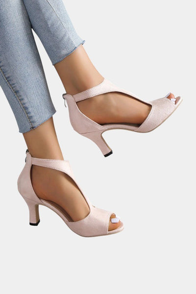 Violy™ T-Strap Peep Toe Mid-Heel Sandals