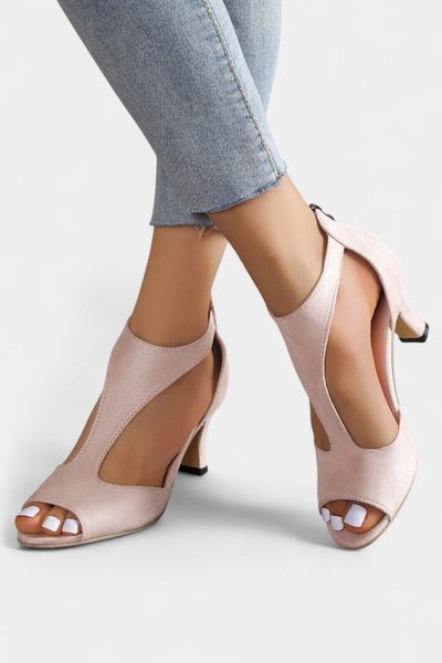 Violy™ T-Strap Peep Toe Mid-Heel Sandals