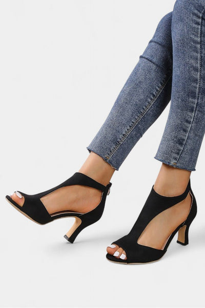 Violy™ T-Strap Peep Toe Mid-Heel Sandals