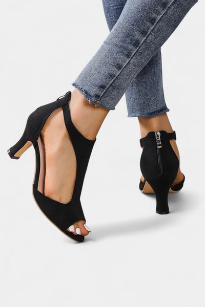 Violy™ T-Strap Peep Toe Mid-Heel Sandals