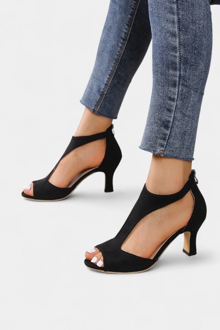 Violy™ T-Strap Peep Toe Mid-Heel Sandals